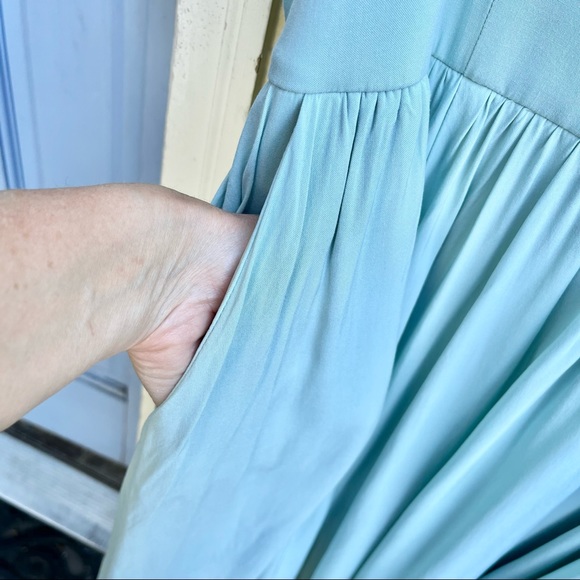 Torrid Mint Blue Challis Sharkbite Skater Smocked Dress Sz 1X - Picture 8 of 16
